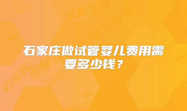 石家庄做试管婴儿费用需要多少钱？