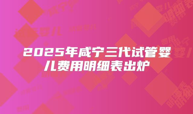 2025年咸宁三代试管婴儿费用明细表出炉