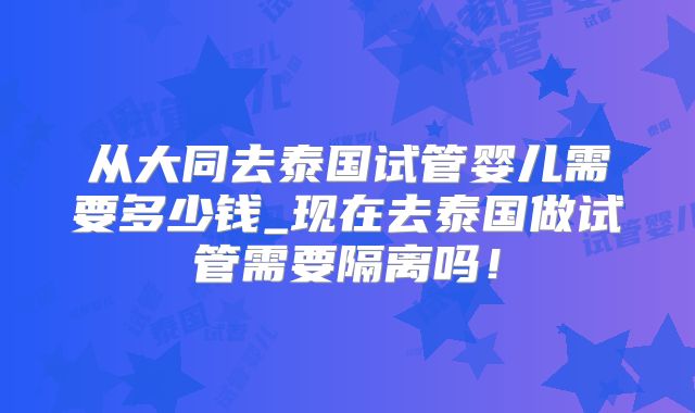从大同去泰国试管婴儿需要多少钱_现在去泰国做试管需要隔离吗!