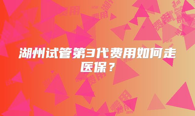 湖州试管第3代费用如何走医保?