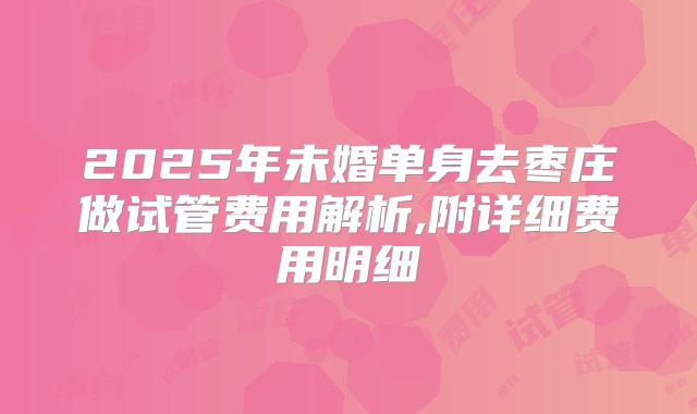 2025年未婚单身去枣庄做试管费用解析,附详细费用明细
