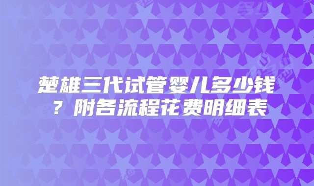 楚雄三代试管婴儿多少钱?附各流程花费明细表