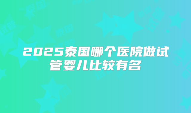 2025泰国哪个医院做试管婴儿比较有名