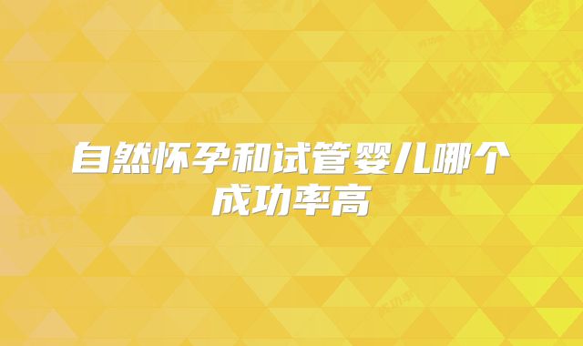 自然怀孕和试管婴儿哪个成功率高