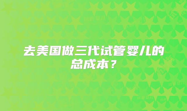 去美国做三代试管婴儿的总成本?