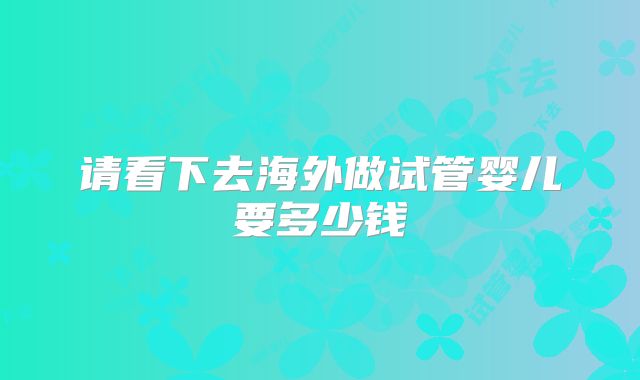 请看下去海外做试管婴儿要多少钱