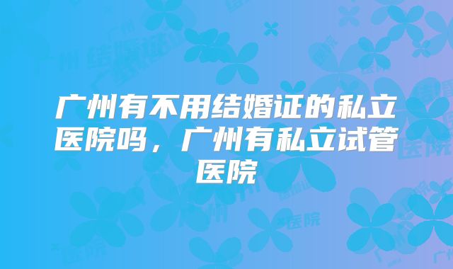 广州有不用结婚证的私立医院吗,广州有私立试管医院