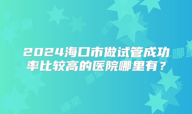 2024海口市做试管成功率比较高的医院哪里有？