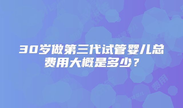 30岁做第三代试管婴儿总费用大概是多少？