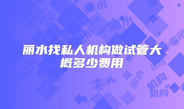 丽水找私人机构做试管大概多少费用