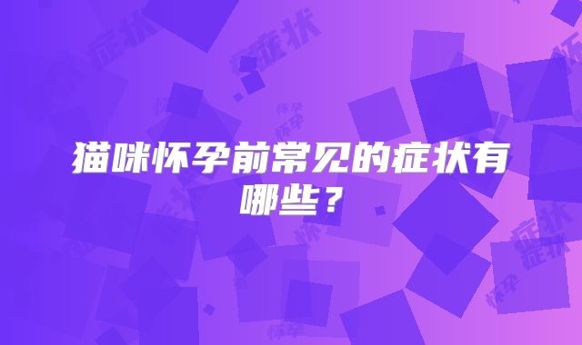 猫咪怀孕前常见的症状有哪些?