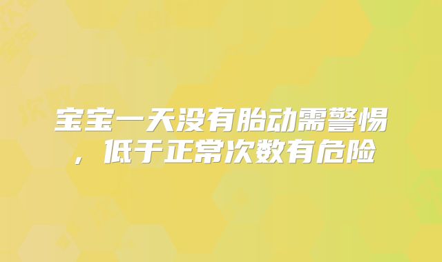 宝宝一天没有胎动需警惕，低于正常次数有危险