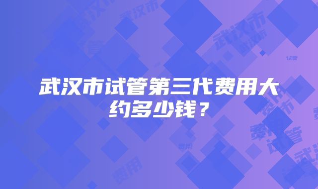 武汉市试管第三代费用大约多少钱？