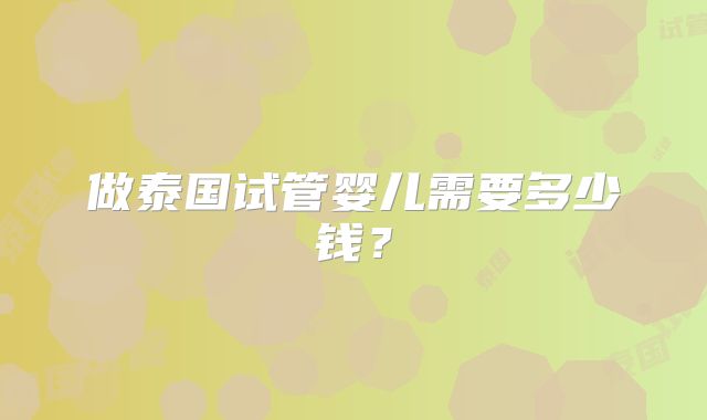 做泰国试管婴儿需要多少钱?