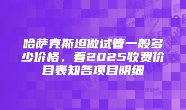 哈萨克斯坦做试管一般多少价格,看2025收费价目表知各项目明细