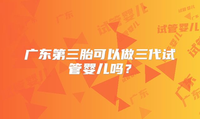 广东第三胎可以做三代试管婴儿吗?