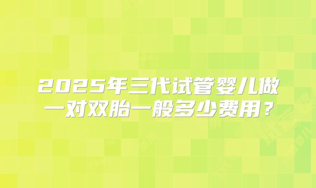 2025年三代试管婴儿做一对双胎一般多少费用?