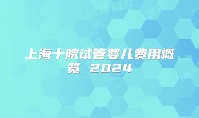 上海十院试管婴儿费用概览 2024