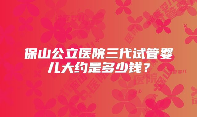 保山公立医院三代试管婴儿大约是多少钱？