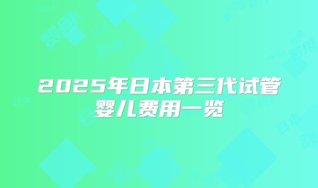 2025年日本第三代试管婴儿费用一览