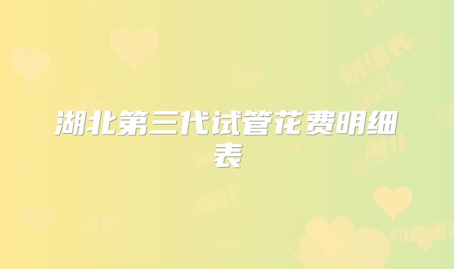 湖北第三代试管花费明细表