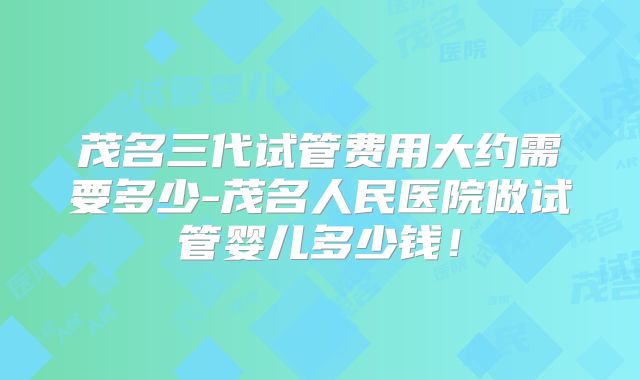 茂名三代试管费用大约需要多少-茂名人民医院做试管婴儿多少钱!