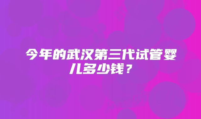今年的武汉第三代试管婴儿多少钱？
