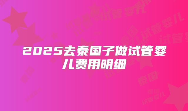 2025去泰国子做试管婴儿费用明细