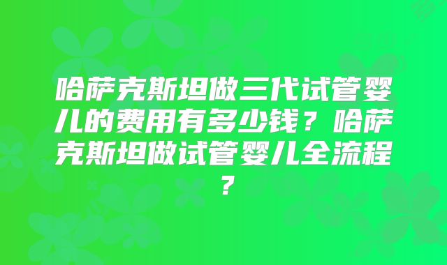 哈萨克斯坦做三代试管婴儿的费用有多少钱？哈萨克斯坦做试管婴儿全流程？
