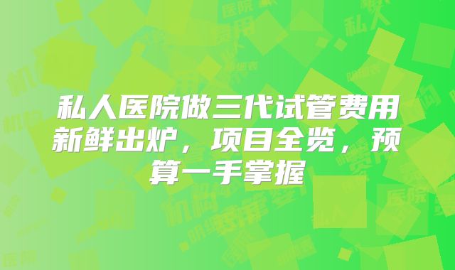 私人医院做三代试管费用新鲜出炉，项目全览，预算一手掌握
