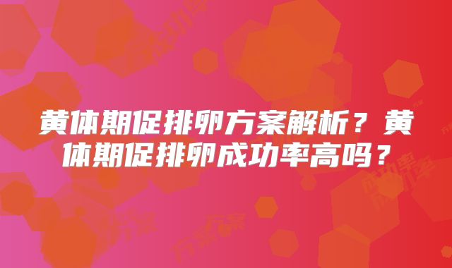 黄体期促排卵方案解析？黄体期促排卵成功率高吗？