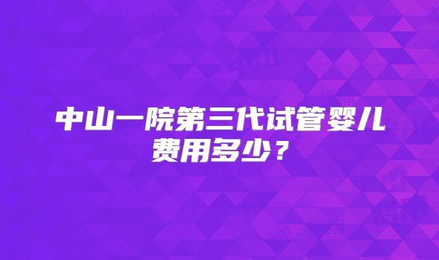 中山一院第三代试管婴儿费用多少？