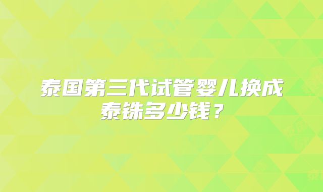 泰国第三代试管婴儿换成泰铢多少钱?