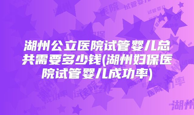 湖州公立医院试管婴儿总共需要多少钱(湖州妇保医院试管婴儿成功率)