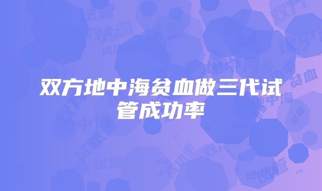 双方地中海贫血做三代试管成功率