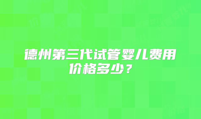 德州第三代试管婴儿费用价格多少？