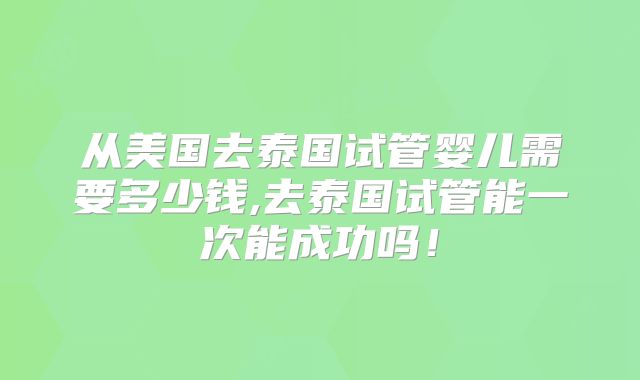 从美国去泰国试管婴儿需要多少钱,去泰国试管能一次能成功吗！