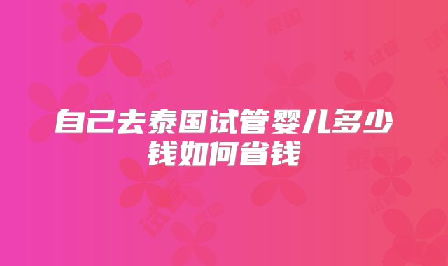 自己去泰国试管婴儿多少钱如何省钱