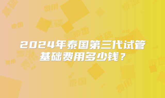 2024年泰国第三代试管基础费用多少钱?