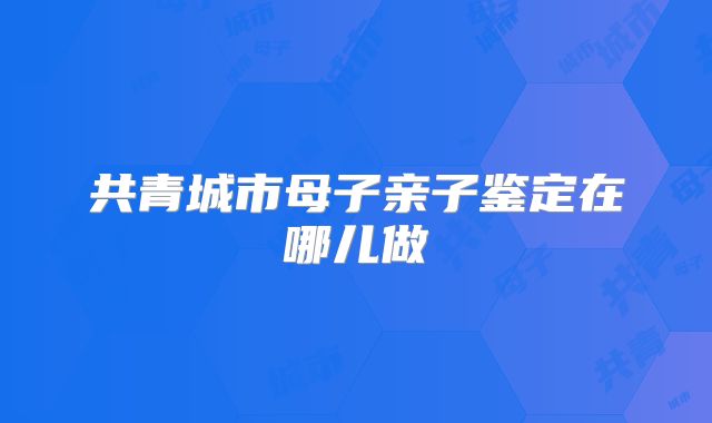 共青城市母子亲子鉴定在哪儿做