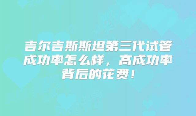 吉尔吉斯斯坦第三代试管成功率怎么样，高成功率背后的花费！