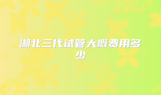 湖北三代试管大概费用多少