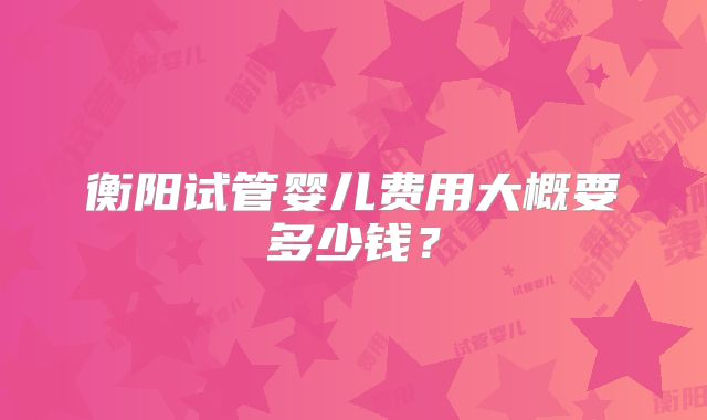 衡阳试管婴儿费用大概要多少钱?