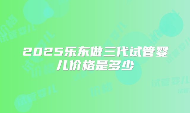 2025乐东做三代试管婴儿价格是多少