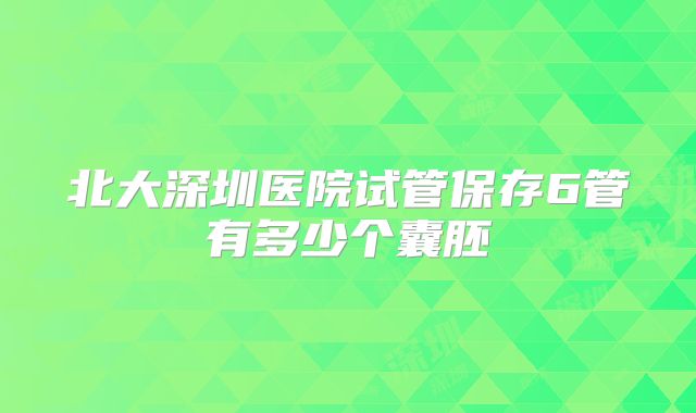 北大深圳医院试管保存6管有多少个囊胚