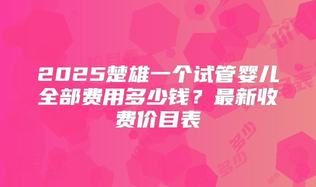 2025楚雄一个试管婴儿全部费用多少钱？最新收费价目表