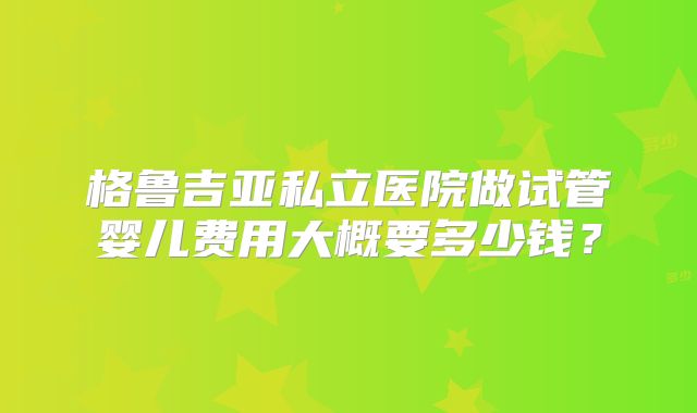 格鲁吉亚私立医院做试管婴儿费用大概要多少钱？