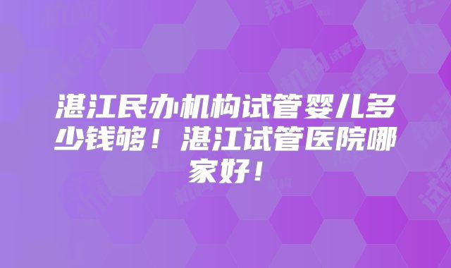 湛江民办机构试管婴儿多少钱够！湛江试管医院哪家好！