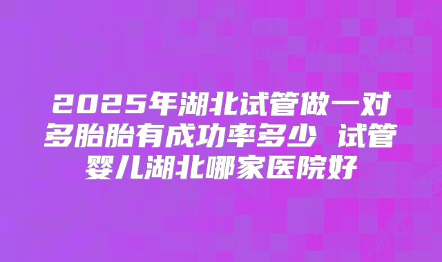 2025年湖北试管做一对多胎胎有成功率多少 试管婴儿湖北哪家医院好