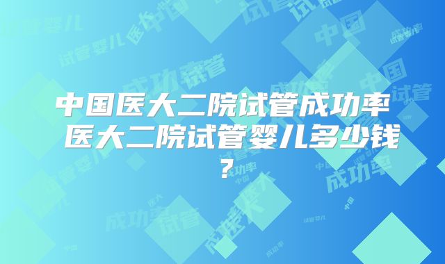 中国医大二院试管成功率 医大二院试管婴儿多少钱？